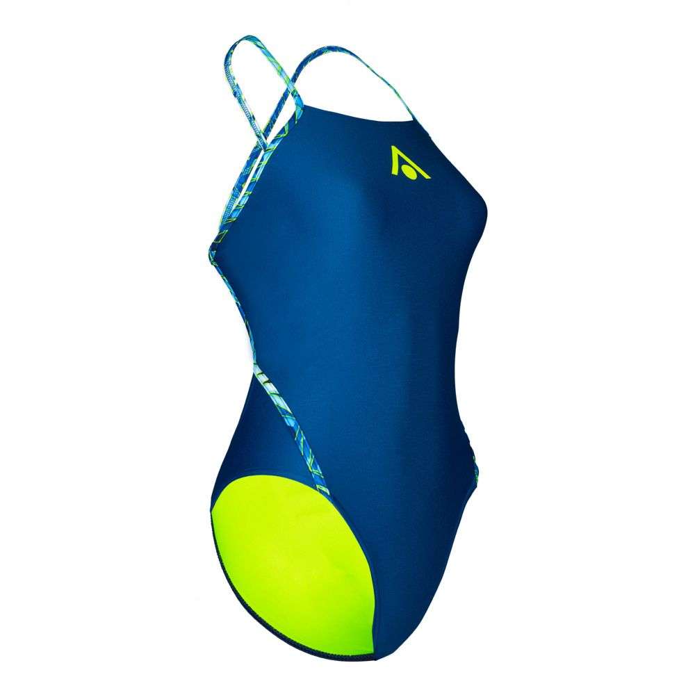 Maillot de bain femme Aquasphere Essentials Diamond Back bleu marine / bleu glacé, de côté