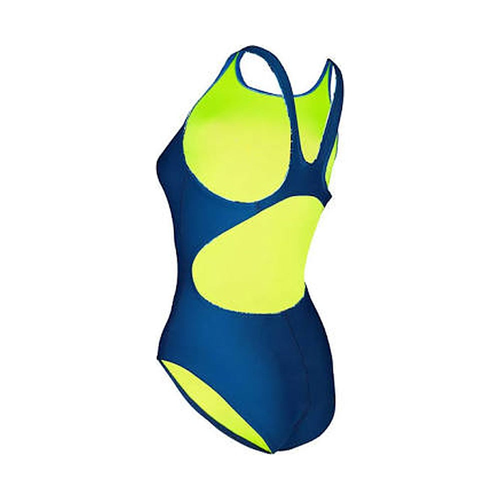 Maillot de bain femme Aquasphere bleu marine / jaune, vue de dos