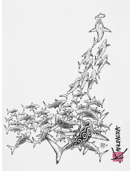 T-Shirt blanc l'attaque des requins Kanuméra