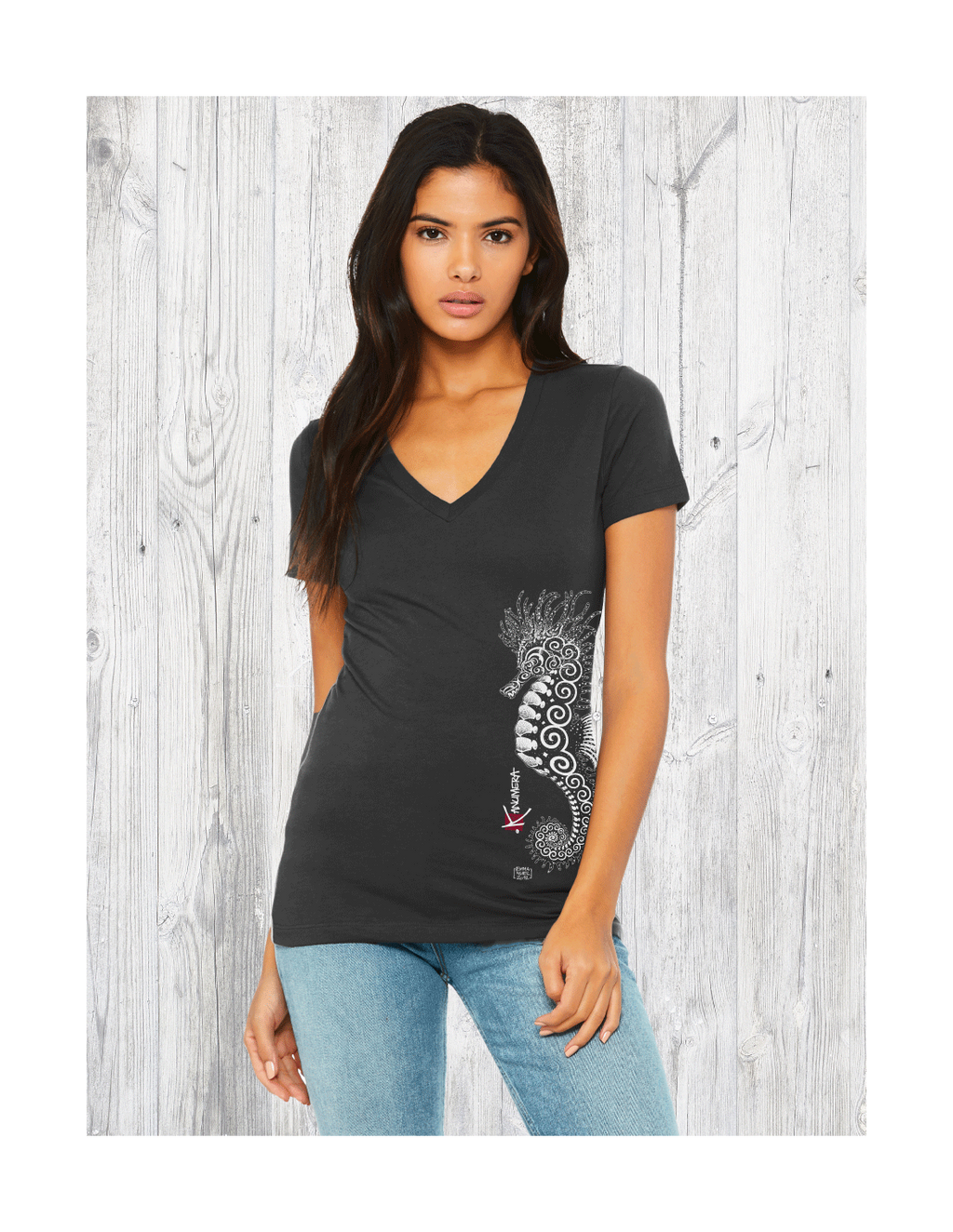 T-Shirt bio col V Hippocampe Kanuméra