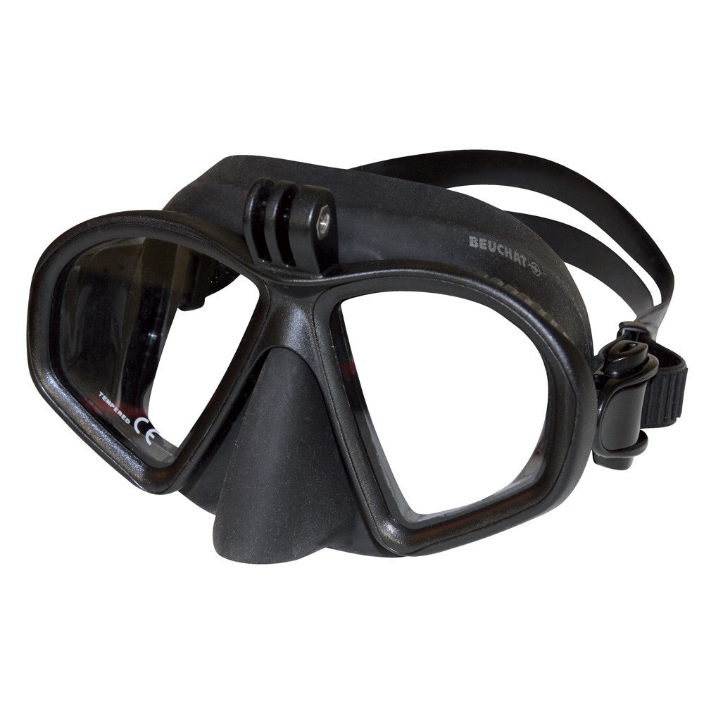 Masque GP1 Beuchat- silicone noir avec accroche caméra type Go Pro intégrée 153002